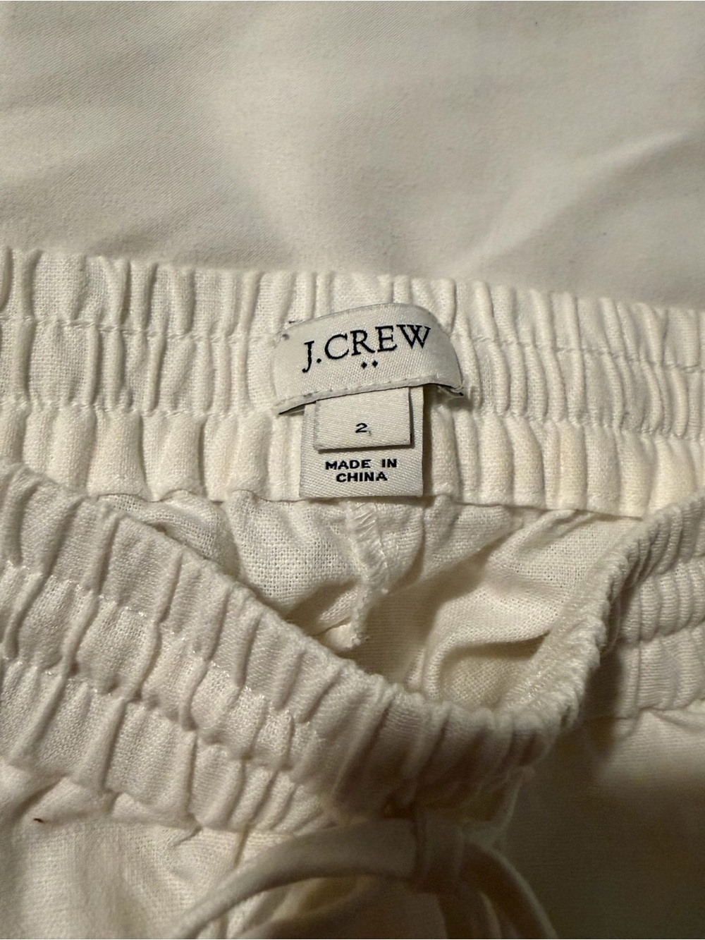 Cream Drawstring Linen-Blend Pants - Picture 2 of 3